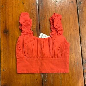 Abercrombie Coral Ruched Crop Bustier Tank Top